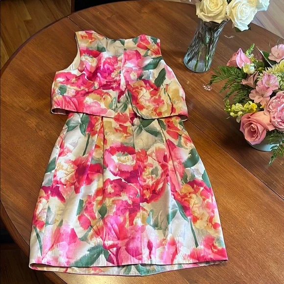 Eliza J Pink and Orange Sleeveless Cocktail Dress - Picture 7 of 13